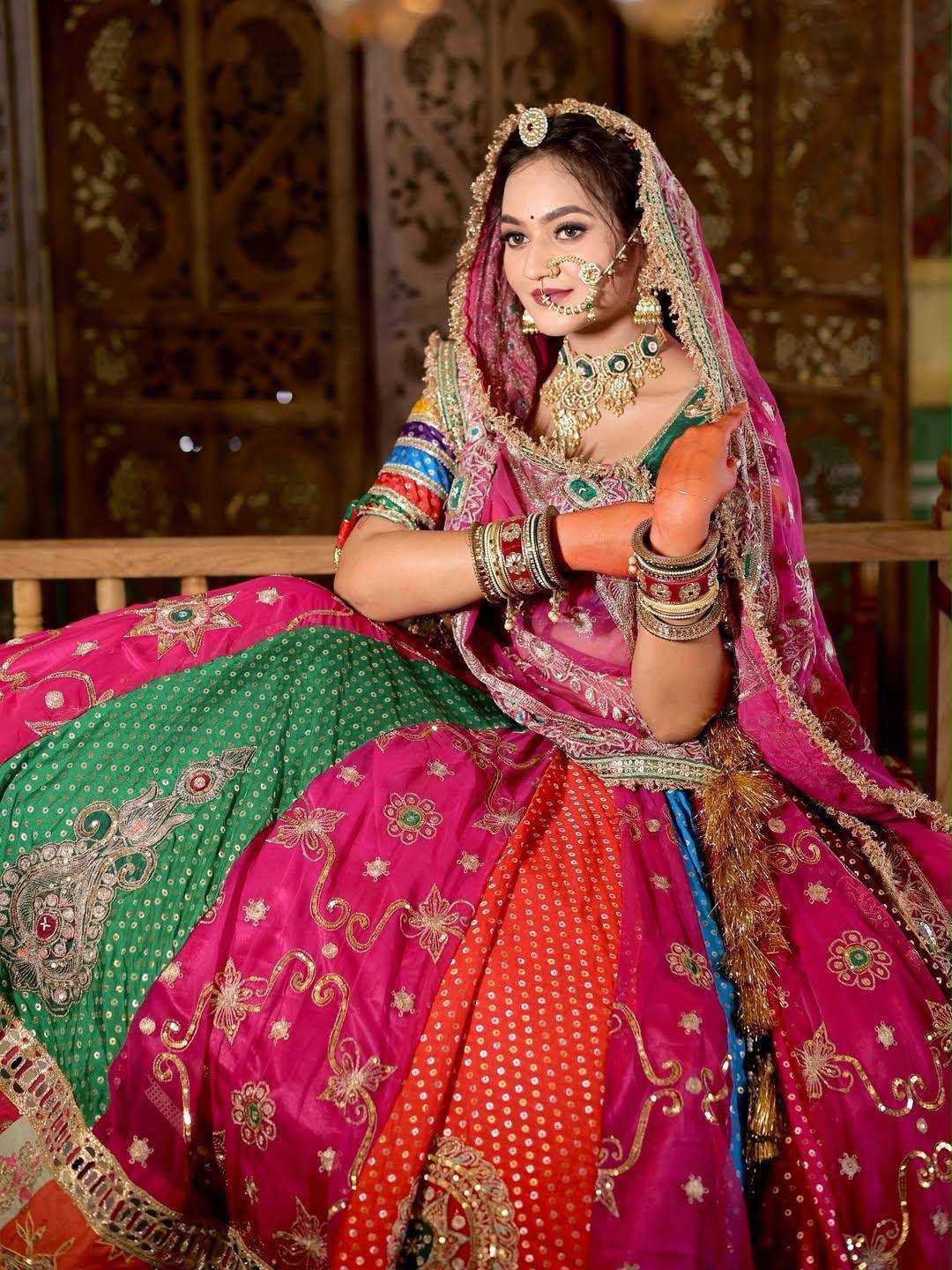 Premium Digital Print Mirror Work Lehenga Choli with 4 Meter Flair